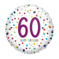 Folienballon Happy Birthday 60 Konfetti rund