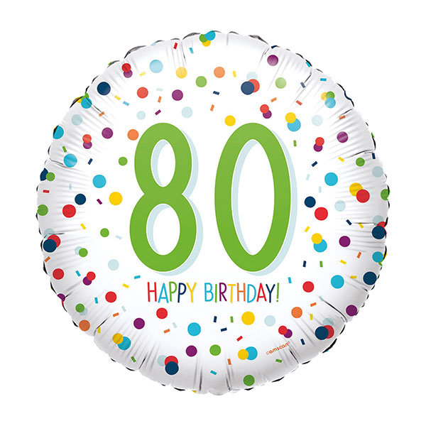 Folienballon Happy Birthday 80 Konfetti rund