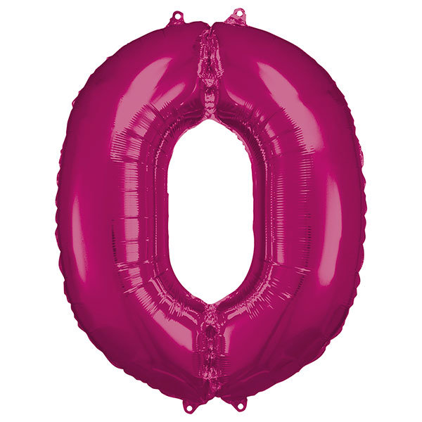 Folienballon Zahl 0 66x88cm pink