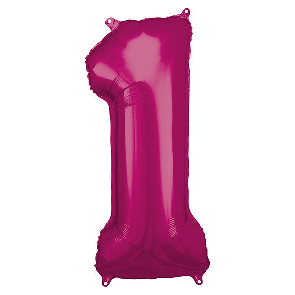 Folienballon Zahl 1 33x86cm pink