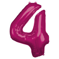 Folienballon Zahl 4 66x88cm pink