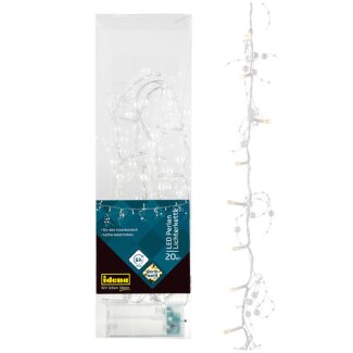 Idena Deko Lichterkette 20 LED Perlen warmweiß f.2 AA Batterien