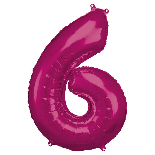 Folienballon Zahl 6 55x88cm pink