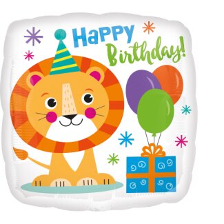 Folienballon Happy Birthday Lion 43cm
