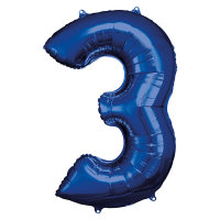Folienballon Zahl 3 53x88cm blau