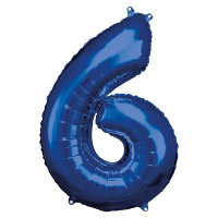 Folienballon Zahl 6 55x88cm blau