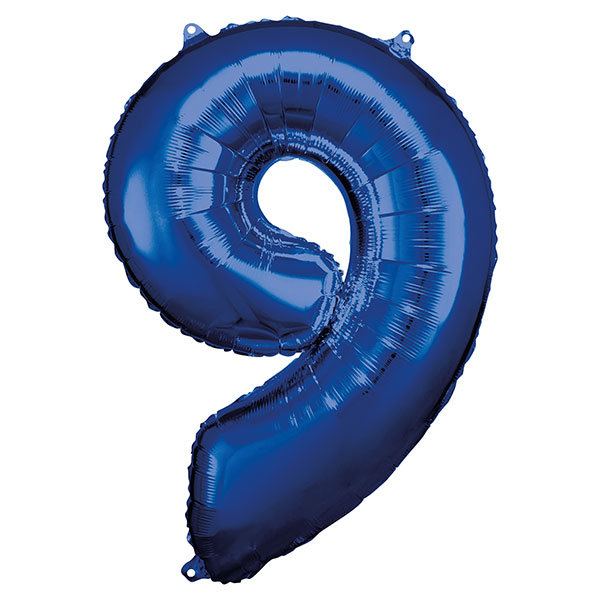 Folienballon Zahl 9 63x86cm blau