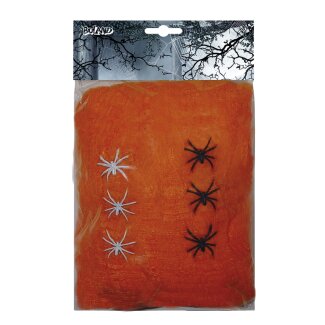 Spinnengewebe orange mit 6 Spinnen