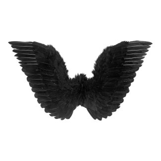 Halloween-Flügel schwarz Ca. 86X31Cm, mit Federn