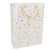 Idena Geschenktasche L WH Sterne 25x8x34cm FSC-Mix