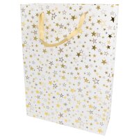 Idena Geschenktasche L WH Sterne 25x8x34cm FSC-Mix