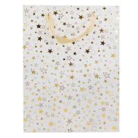 Idena Geschenktasche L WH Sterne 25x8x34cm FSC-Mix
