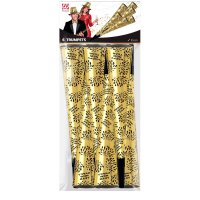 Trompeten Happy New Year Gold 25cm, 6er Set