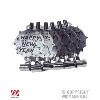 Luftrüssel Happy New Year Silber, 6er Set
