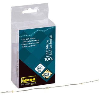 Idena Micro Lichterkette 100er LED warmweiß für Innen und Außen
