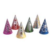 Kegelhut metallisiert mit Glitzerdeko, 28cm
