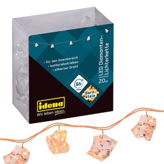 Idena LED Lichterkette 20er Acryldiamanten,Innen Bernsteinfarben,6h-Timer