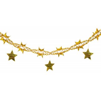 Girlande Happy New Year 3 m, gold, holografisch