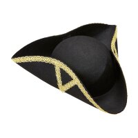 Hut Dreispitz geschmückt schwarz-gold, aus Filz