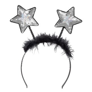 Haarreif Sterne schwarz silber