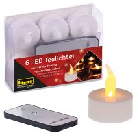 Idena LED Teelichter 6 Stück mit Fernbedienung,