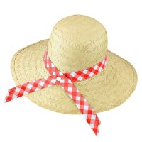 Bäuerinstrohhut mit rotem Band