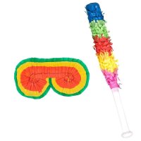 Pinata Set mit Augenbinde & Schlagstock 43 cm