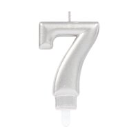 Zahlenkerze 7 Sparkling Celebrations mit Halter silber...