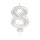 Zahlenkerze 8 Sparkling Celebrations mit Halter silber Wachs / Plastik Höhe 9,3 cm