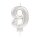 Zahlenkerze 9 Sparkling Celebrations mit Halter silber Wachs / Plastik Höhe 9,3 cm
