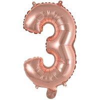 Folienballon Zahl 3 mini 35cm roségold