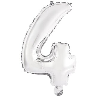 Mini Folienballon silber Zahl 4 35cm
