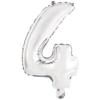 Mini Folienballon silber Zahl 4 35cm