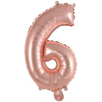 Folienballon Zahl 6 mini 35cm roségold