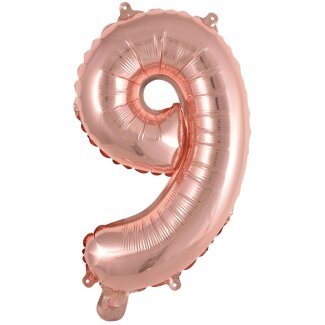 Folienballon Zahl 9 mini 35cm roségold