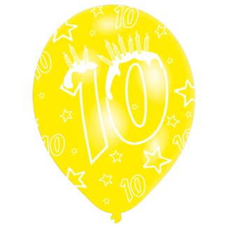 Luftballons Zahl 10 27,5cm bunt 6er