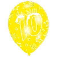 Luftballons Zahl 10 27,5cm bunt 6er