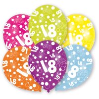 Luftballons Zahl 18 27,5cm bunt 6er