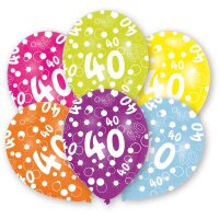 Luftballons Zahl 40 27,5cm bunt 6er