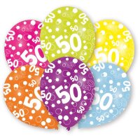 Luftballons Zahl 50 27,5cm bunt 6er