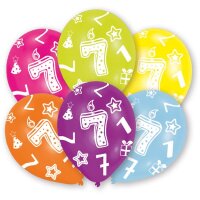 Luftballons Zahl 7 27,5cm bunt 6er