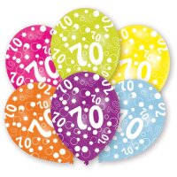 Luftballons Zahl 70 27,5cm bunt 6er aus Latex