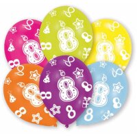 Luftballons Zahl 8 27,5cm bunt 6er