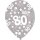 Luftballons Zahl 80 27,5cm bunt 6er