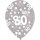 Luftballons Zahl 80 27,5cm bunt 6er