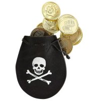Piraten-Geldsack mit 12 Goldmünzen