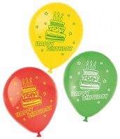 Luftballons Geburtstag 22,8cm 3 Farben 6er