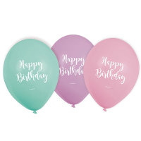 Luftballons Pastell Happy Birthday 22,8cm 6er