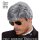 WIDMANN Perücke Playboy Dream Hair und Schnurrbart grau
