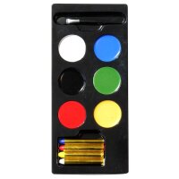 Schminkpalette Aqua 30g 6 Farben mit Pinsel 4 Schminkstifte